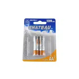 Chateau NM2200-2 AA Ni-MH rechargeable batteries, 1.2V, 2200 mAh, pack of 2, ideal for toys, lamps and energy-hungry appliances.