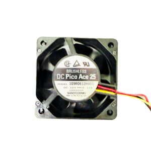 Ventilateur 12VDC Sanyo Denki 109R0612H465 Pico Ace 25 – 60x60x25mm, 0.11A, disponible à l’unité ou en paquet de 2 avec connecteur 6 broches.