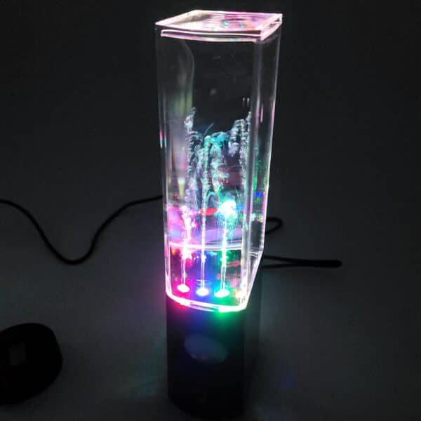 Experience a captivating light and water show with our Bluetooth speaker, featuring dancing water jets and LEDs. Enjoy an immersive musical experience, where music creates a multi-colored visual spectacle. Perfect for parties and gatherings, this portable speaker offers wireless connectivity and maximum portability.