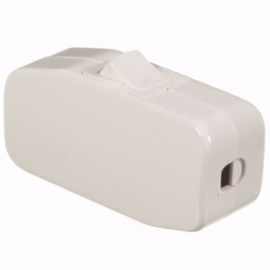 Interrupteur mi‑fil robuste blanc – commande marche/arrêt fiable pour cordons électriques. Installation simple et durable pour vos lampes et appareils.