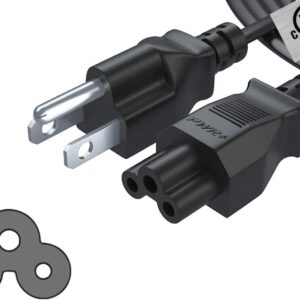 Câble d’alimentation AC IEC C5 3 broches 4.8 pieds pour ordinateur portable, compatible Toshiba, Dell, HP, Lenovo, remplacement du câble mural.