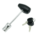Reese Towpower 7009400 coupler lock with 1-1/4" x 1-1/4" extended shank, 360° rotating head, chrome-plated steel housing and 2 keys included for trailer theft protection.