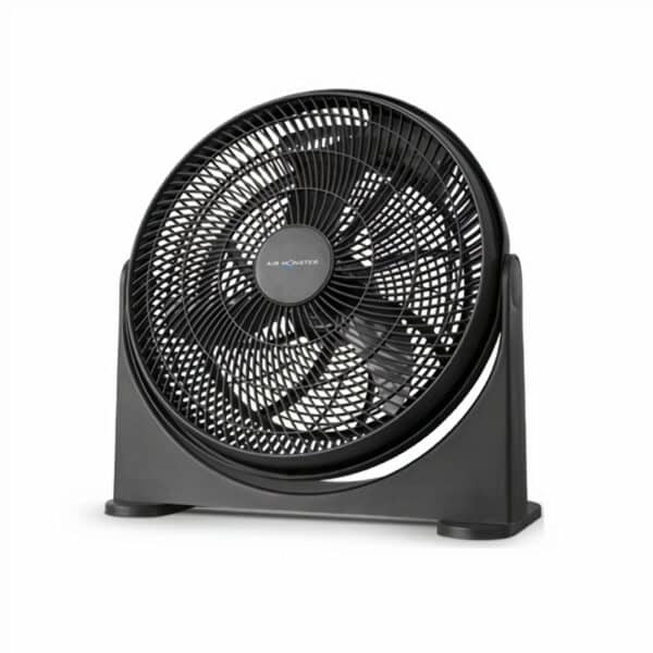 Découvrez le ventilateur Air Monster 16 pouces noir, avec inclinaison réglable, poignée intégrée, 3 vitesses, et puissance de 55W pour un rafraîchissement optimal.