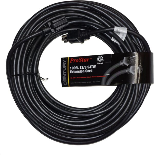 PRO POWER 100 Ft 12 AWG outdoor A/V extension cord, UL Listed. Ideal for events, parties, and DJs.