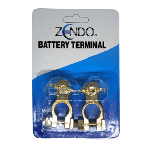 Lot de 2 terminaux de batterie marin (+ et -) en laiton avec écrou papillon, connexion sécurisée, facile à installer et résistant à la corrosion.