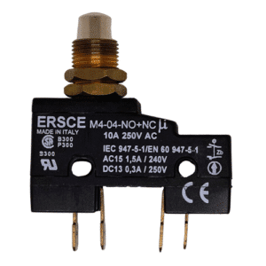 Interrupteur NO/NC industriel avec tige filetée, 10 A 250 V AC, fiable et conforme IEC pour automatismes et machines.