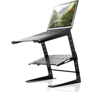 Check out the Pyle-Pro PLPTS26 laptop stand, perfect for DJs with its storage shelf and 4 adjustable heights. Lightweight, portable, and ergonomic, ideal for home, office, or travel use.