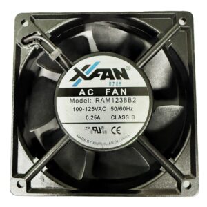 Ventilateur axial RAM1238S2 100-125VAC, 120x38mm, 77-86 CFM – puissant et fiable pour refroidissement industriel et électronique.