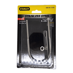 Étrier en U Stanley Hardware en acier inoxydable 5/16" x 1-3/4" x 4-1/4", résistant à la corrosion, idéal pour fixation sur tuyaux, bois et applications industrielles.