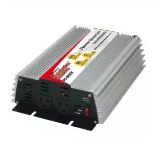 Convertisseur PI-800C 12V DC vers 120V AC 800W avec USB, double prise AC, protections intégrées et ventilateur pour camping, voiture et urgence.