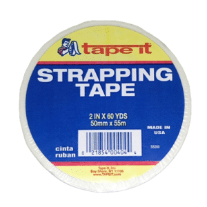 Ruban de cerclage transparent (strapping tape) SS200 2" x 60 Yds, épaisseur 3,9 mil – renforcé et résistant pour emballage et expédition.
