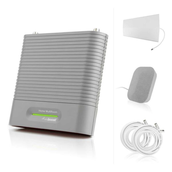 Amplifiez votre signal cellulaire avec le kit weBoost Home MultiRoom. Couverture étendue jusqu'à 465 m², personnalisable et facile à installer. Dites adieu aux appels interrompus et aux données lentes