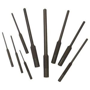 Set of 9 Grip 61135 punches: Heat-treated forged steel for precise pin removal. Various sizes, with roll-up storage case included. Ideal for repairs and DIY.