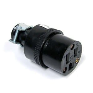 Fiche AC femelle 3 broches 15 A 125 V noire. Idéale pour réparer ou fabriquer des rallonges électriques avec connexion sécurisée et durable.