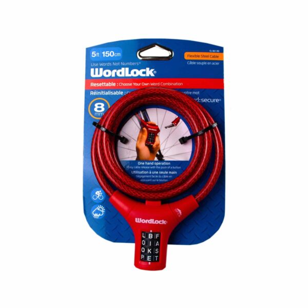 Wordlock CL-661-RD– 5 Feet Resettable Flexible Steel Lock Cable