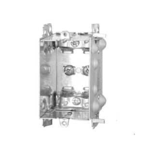 Boîte électrique métallique 1 gang B-1104LH 3″ × 2″ × 2 ½″ certifiée CSA pour interrupteurs et prises, durable et jumelable.