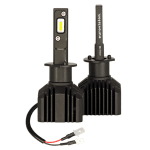 Kit de phares DEL Eurovision VXLEDH1 H1 6000 lumens 6000K blanc froid, fanless avec dissipateur aluminium, installation plug‑and‑play pour voiture et camion.