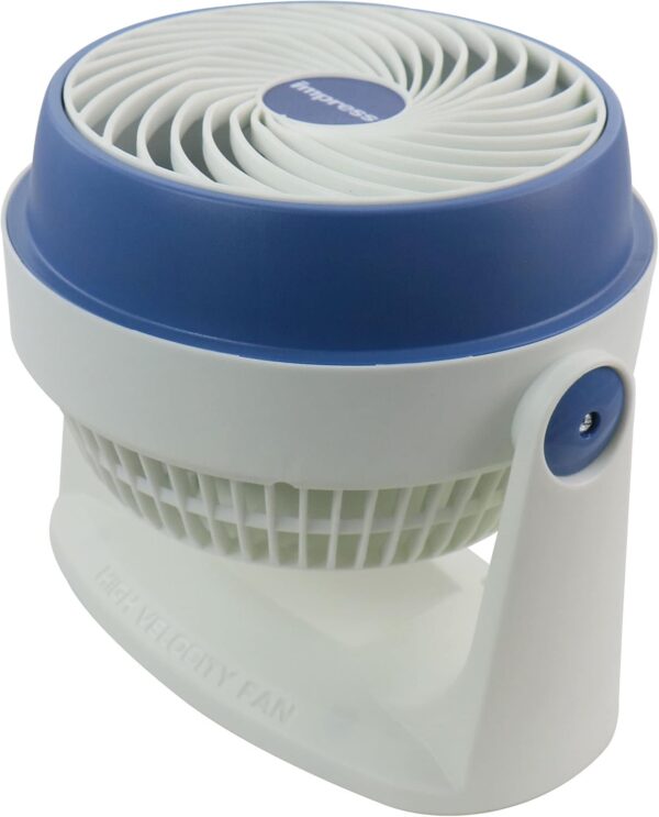 Ventilateur à haute vitesse Impress 8 pouces bleu : refroidissement puissant, design compact, idéal pour la maison ou le bureau. Garantie 1 an contre les défauts de fabrication.