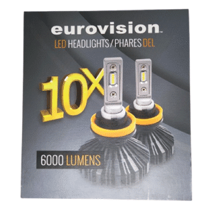 Ensemble de 2 ampoules DEL H16 / 5202 Eurovision 10XLED5202, 6000 lumens, lumière blanche 6000K, installation facile, compatible 12-24V, éclairage puissant et durable pour véhicule.