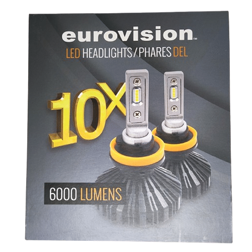 Ensemble de 2 ampoules DEL H16 / 5202 Eurovision 10XLED5202, 6000 lumens, lumière blanche 6000K, installation facile, compatible 12-24V, éclairage puissant et durable pour véhicule.