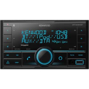 Kenwood DPX305MBT Double DIN multimedia receiver with Bluetooth and built-in Alexa, ideal for smartphone connectivity, music streaming, and smartphone control.