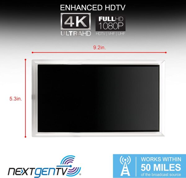GE Indoor TV Antenna, Amplified Long Range HD Antenna - Black