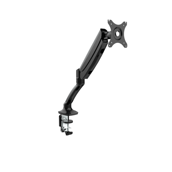 Loctek DLB504 monitor arm for screens up to 27 inches. Adjustable tilt, height adjustment, full swivel, easy installation with clamp or grommet base. Ideal for reducing eye strain and enhancing workstation flexibility.