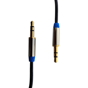 Câble audio 3,5 mm – 2 m, tête mince, idéal pour écouteurs et casques, flexible et durable pour un son stéréo clair.