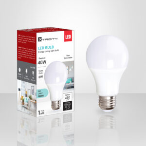 Ampoule DEL Xtricity 6 W équivalent 40 W, 450 lumens, 5000 K lumière du jour, culot E26, idéale pour lampes d’appoint et petits luminaires.