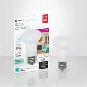 Ampoule DEL Xtricity 5.5 W équivalent 30 W, 400 lumens, 5000 K lumière du jour, dimmable, culot E26, idéale pour cuisine, bureau et éclairage précis.
