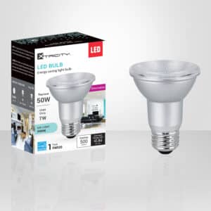 Ampoule DEL PAR20 Xtricity 7 W équivalent 50 W, 500 lumens, 5000 K lumière du jour, faisceau 40°, dimmable, idéale pour éclairage directionnel précis.