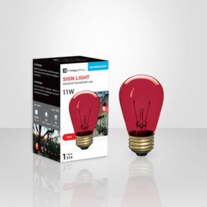 Ampoule S14 Xtricity 11 W rouge, dimmable, culot E26, 360° de diffusion, idéale pour décorations, événements ou éclairage thématique.