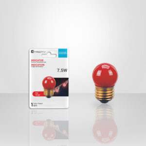 Ampoule indicatrice S11 7.5 W rouge avec culot E26, idéale pour éclairage décoratif, veilleuse ou signalisation lumineuse.