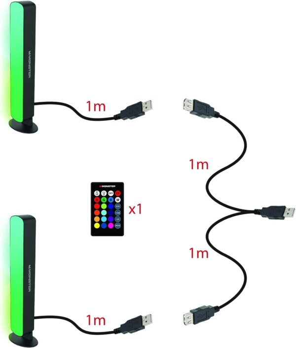 2-Pack of Multicolor RGB LED Light Bars with Multi-Position Base