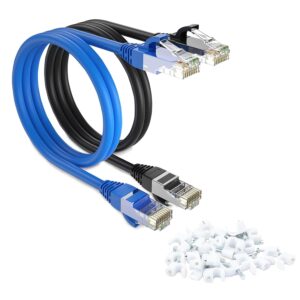 Black and Blue CAT6 Cable 20 feet - Pack of 2