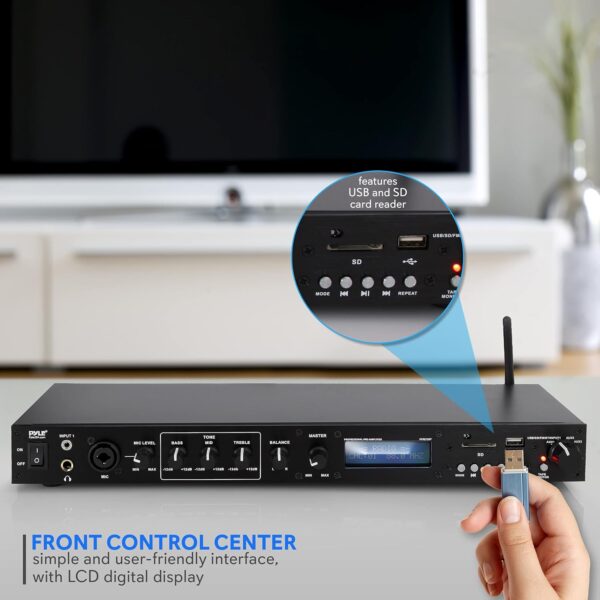 Pro Audio Bluetooth Pre-amplifier Receiver System - Digital Rack Mount Studio Preamp, Recording Mode, FM Radio