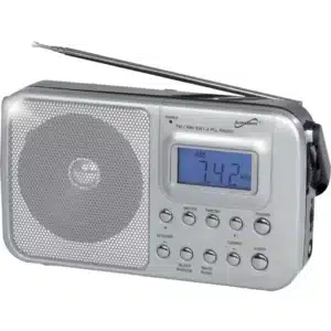 SuperSonic SC-1091 Portable Digital Radio with LCD display, alarm function, and support for AM/FM/SW bands. Portable design with telescopic antenna for clear reception.