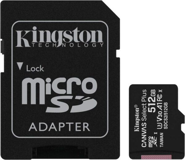 Discover the Kingston Canvas Select Plus 512GB MicroSD card (ref. SDCS2/512GBCR), offering optimal performance, superior reliability and large storage capacity for your digital devices. Lifetime warranty.