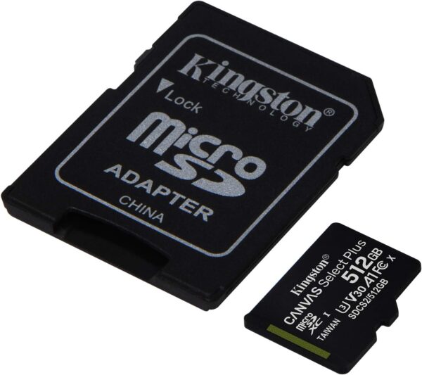 Discover the Kingston Canvas Select Plus 512GB MicroSD card (ref. SDCS2/512GBCR), offering optimal performance, superior reliability and large storage capacity for your digital devices. Lifetime warranty.