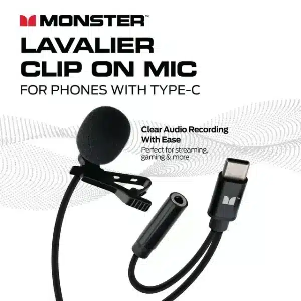 Micro-cravate Lavalier Clip-On pour Ports USB Type-C Monster