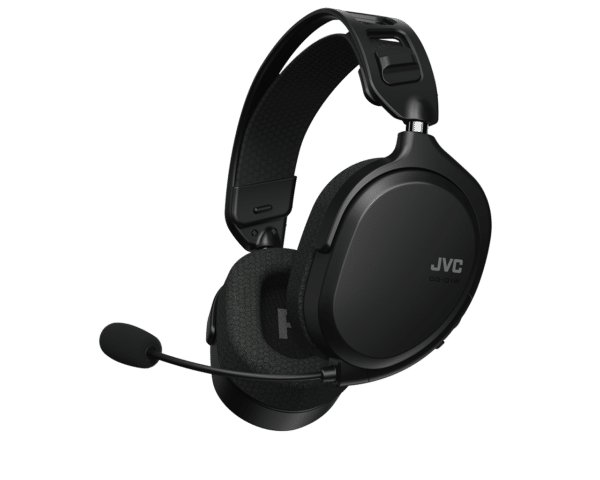 Discover JVC's GG-01W wireless gaming headset: lightweight, comfortable, with 40 mm speakers, low-latency wireless connection, and detachable noise-canceling microphone. Ideal for extended gaming sessions.