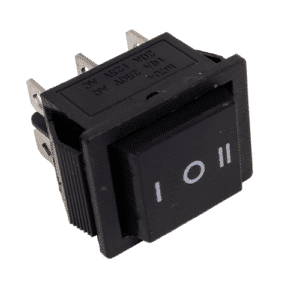 Interrupteur à bascule ON-OFF-ON 16A 250V / 20A 125V avec marquage I O II, montage panneau standard et robuste.