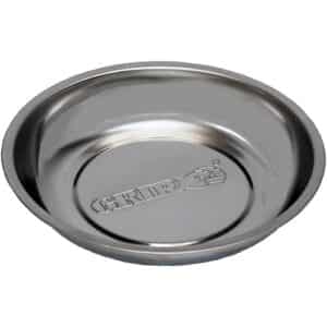 Grip 4” stainless steel magnetic tray: keep your small parts, tools, screws and nuts within easy reach with a sturdy tray, powerful magnet and protective rubber coating.