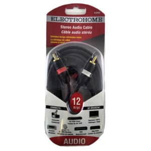 12-Foot RCA Stereo Cable - Electrohome ELS562: Connect your audio devices with this flexible, durable cable, offering clear, stable transmission of stereo audio signals. Convenient 12-foot length for easy installation.