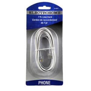 Cordon de raccordement pour téléphone - 7 pieds : Cordon flexible de 7 pieds pour connecter votre téléphone à une prise murale ou à un autre appareil, garantissant une connexion stable et fiable.