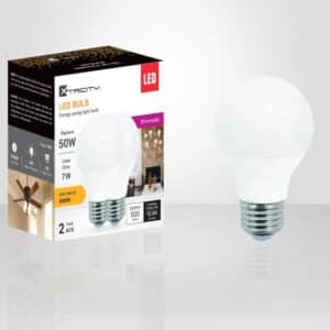 Pack of 2 A15 7 W - 120 V - 3000 K Soft White LED bulbs, dimmable and energy-efficient, ideal for indoor lamps and fixtures.