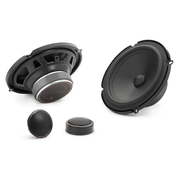 The C1-650se is a 6.5-inch 2-way component speaker system featuring silk dome tweeters for exceptional high-frequency clarity and optimized woofers for dynamic bass, perfect for car installations.