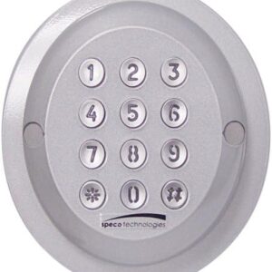 Speco SG-W300 weatherproof keypad with architectural design, built-in backlighting, surface mount, up to 130 users, and request-to-exit input.