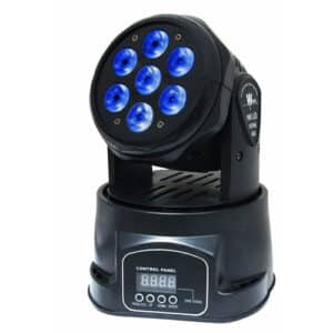 Projecteur LED à tête mobile 7 x 10W RGBW – Effets lumineux multicolores DMX, activation sonore, idéal pour DJ et soirées.