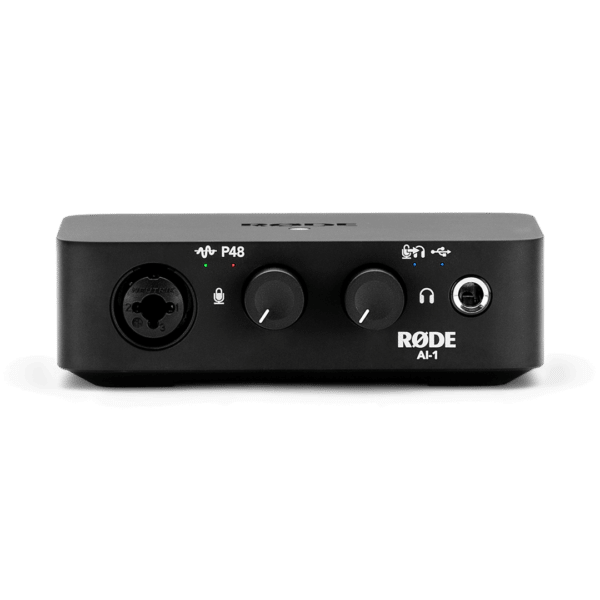 L'interface audio Rode AI-1 avec préampli de classe A, entrée instrument, et connectivité USB offre une qualité d'enregistrement professionnelle. Idéale pour les studios à domicile.